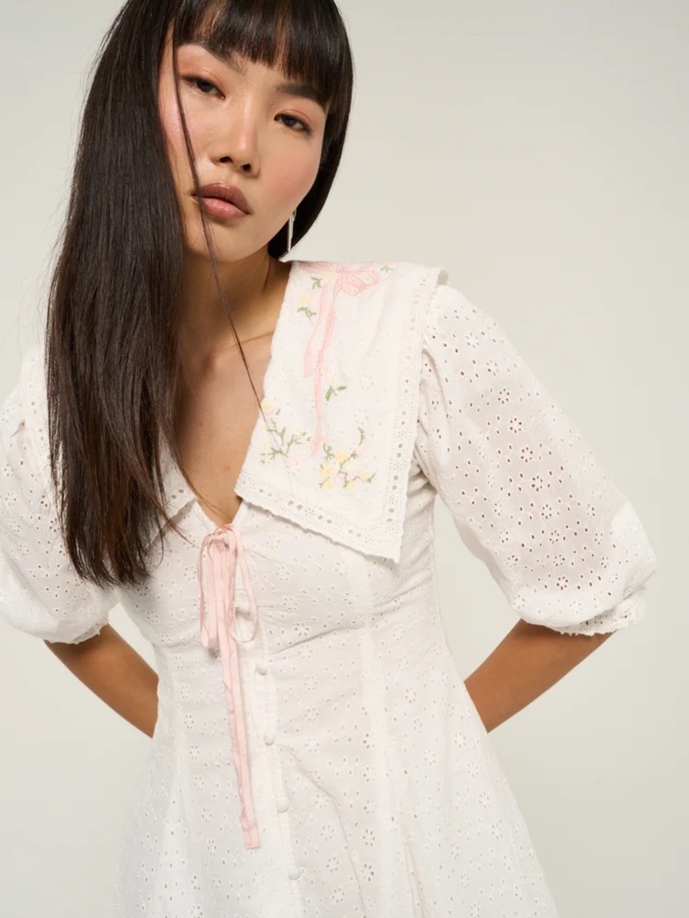 For Love & Lemons MI AMORE EMBROIDERED Mini Dress Size XXS NWT - Picture 4 of 16